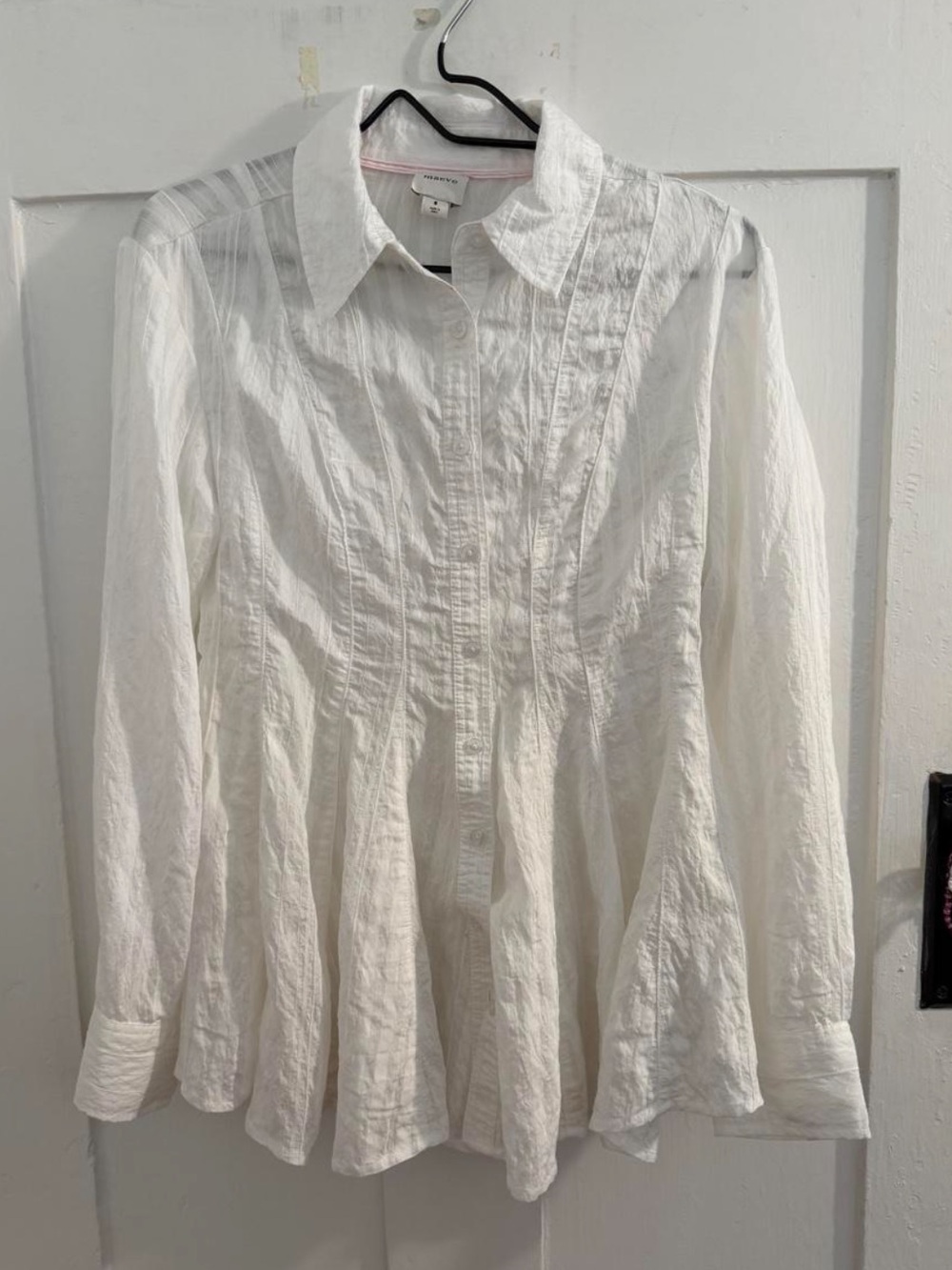 Maeve White Cinch Waist Button Down Shirt - Picture 3 of 4